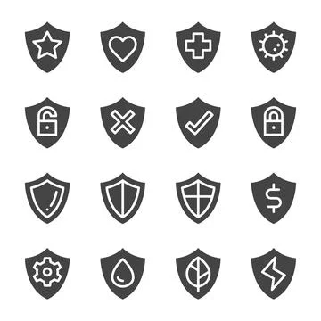 Shield solid icon set イラスト素材