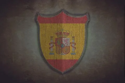Shield with spain flag. Stock Illustration