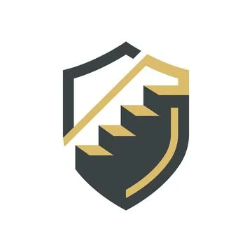 Shield Stairs Logo Design for Construction Business Identity Stock Illustration