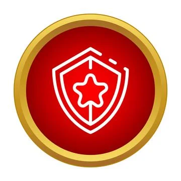 Shield star button protecting security and quality Stock Illustration