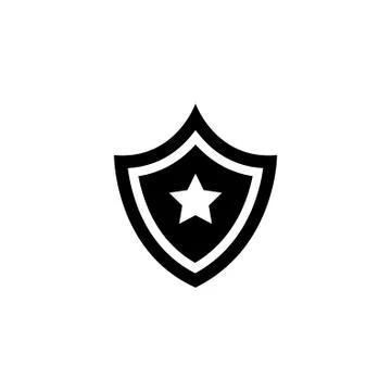 Shield Star Flat Vector Icon Stock Illustration