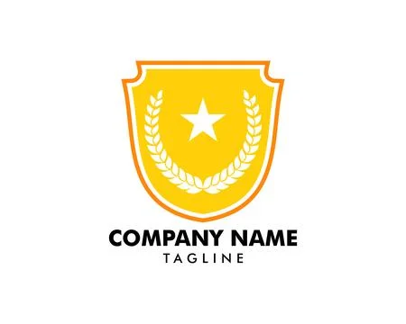 Shield Star With Leaves Logo Template Design Stock Illustration