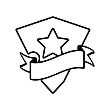 Shield star stamp outline empty Stock Illustration