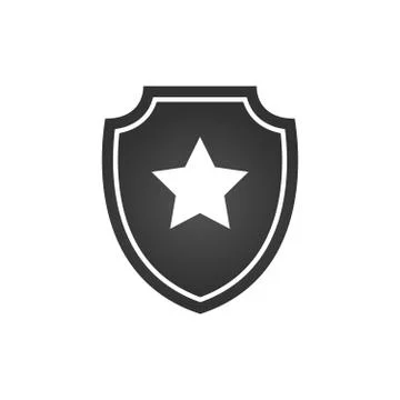 Shield with star, Vector illustration isolated on white background. Stock Illustration