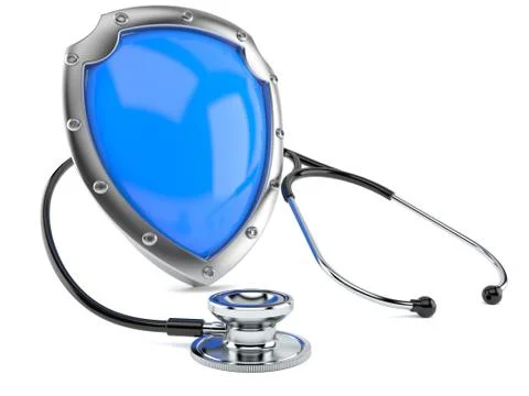 Shield with stethoscope Stock Illustration
