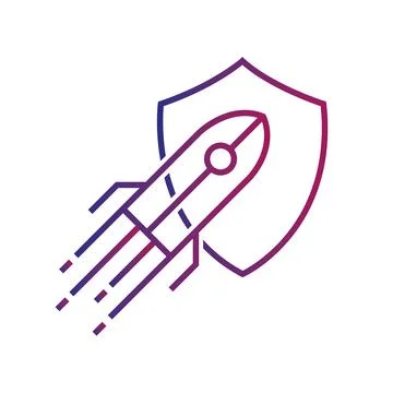 Shield stock Rocket icon outline gradient logo design Stock Illustration