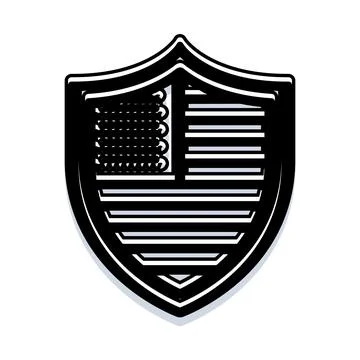 Shield with striped flag pattern for protection concept Stock Illustration
