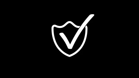 Shield Stroke Check Mark Symbol Animation, Shield Stroke Check Mark in Motion Stock Footage 308090783