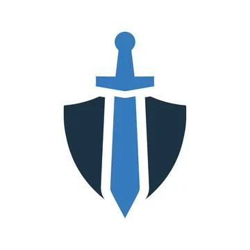Shield, sword, military, security icon. Simple editable vector illustration. Stock Illustration