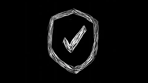 Shield Symbol with Check Mark in White Ink Stock Footage 284874832