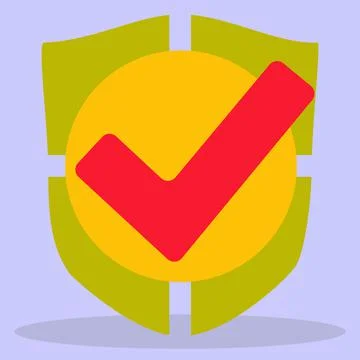Shield is a symbol of protection, with a red check mark. Stock-Illustration