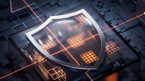 Shield with technological circuit background, 3d rendering. 스톡 동영상 294901302