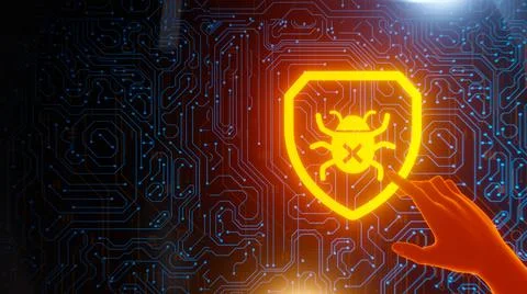 Shield from technology bugs Error and Danger Concept 3D Illustration Stock-Illustration