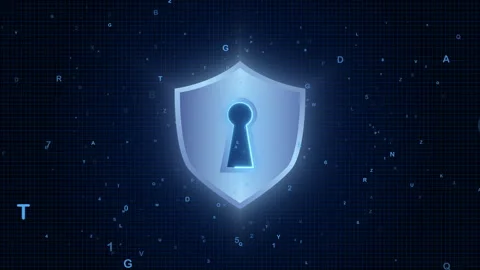 Shield Technology of Cyber Security Video Animated Background Stock Footage 348263150