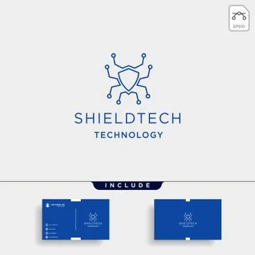 Shield technology logo vector networking protect symbol icon Illustrazione stock