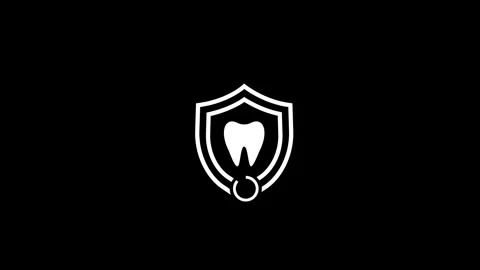 Shield with teeth icon , protect product concept animation on background Video stock 260902685