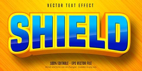 Shield text, cartoon style editable text effect Stock Illustration