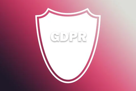 A shield with text 'GDPR' on pink background - data protection and security c Illustrazione stock