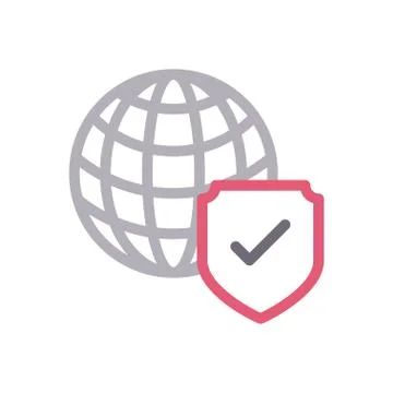 Shield thin line colour icon イラスト素材