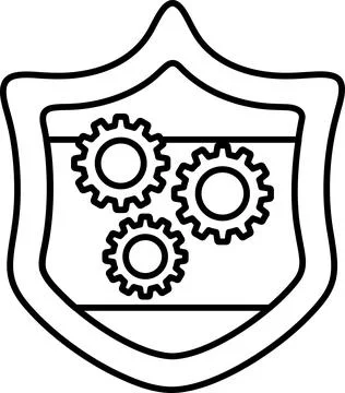 A shield with three gears on it Stock Illustration