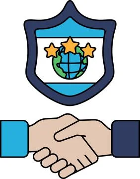 A shield with three stars and a globe on it Stock Illustration