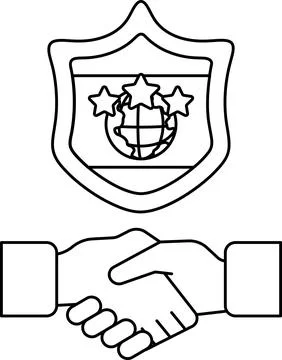A shield with three stars and a globe on it Stock Illustration