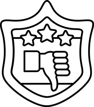 A shield with a thumbs down on it Stock Illustration