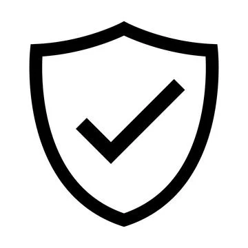 Shield with tick mark vector design black Stock Illustration