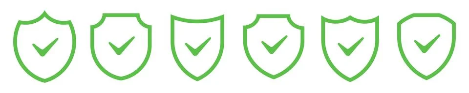 Shield tick secure line icon . Protection check mark vector sign. Stock Illustration