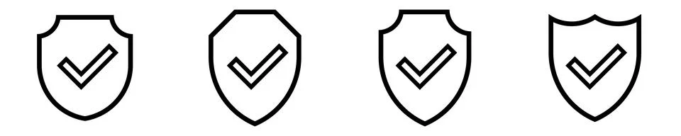 Shield tick secure line icon . Protection check mark vector sign. Stock Illustration