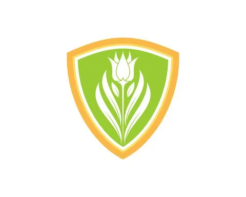 Shield with tulip flower inside Stock Illustration