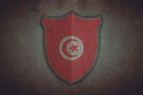 Shield with tunisia flag. Stock Illustration
