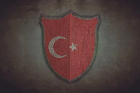 Shield with turkey flag. Stock Illustration