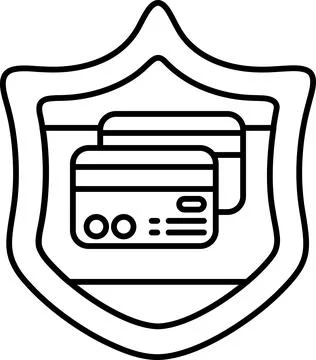 A shield with two credit cards on it Stock Illustration