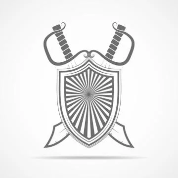 Shield with two sword. Vector illustration Stock Illustration