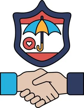 A shield with an umbrella and a heart on it Stock Illustration