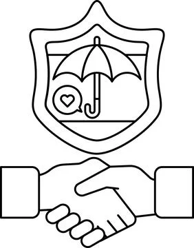 A shield with an umbrella and a heart on it Stock Illustration