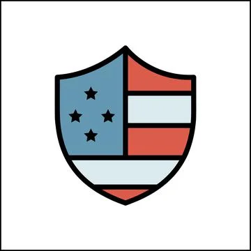 Shield USA flag icon. Simple color with outline vector elements of America icons 库存插图