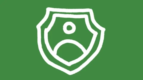Shield user profile security data protection hand-drawn cartoon graphic Stock Footage 345128666