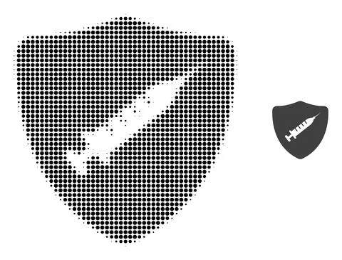Shield Vaccine Halftone Dot Icon 스톡 일러스트
