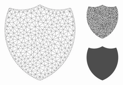 Shield Vector Mesh Network Model and Triangle Mosaic Icon Stock Illustration