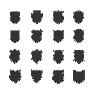 Shield vector silhouettes for labels and emblems, security badges Stock Illustration