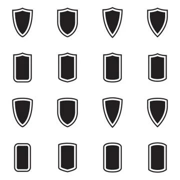 Shield vector silhouettes set Stock Illustration