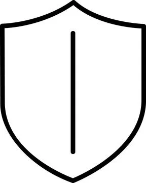 Shield with a vertical center line Illustrazione stock