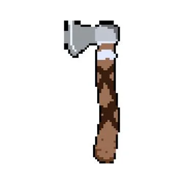 Shield viking axe pixel art vector illustration Stock Illustration