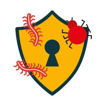 Shield with virus atack Stock Illustration