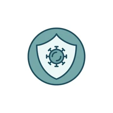 Shield with Virus in Circle vector concept colored icon イラスト素材