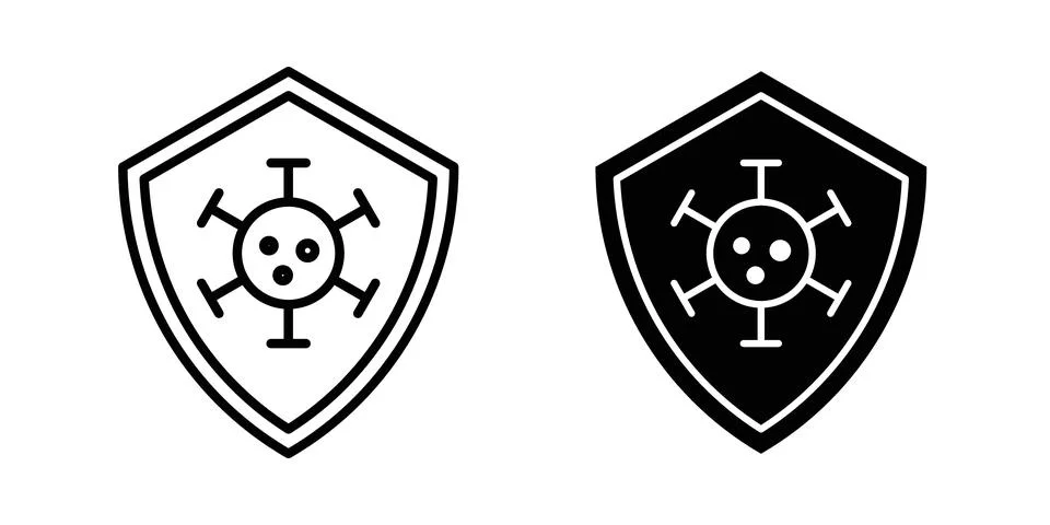 Shield virus icon vector, symbol, logo illustrations Stock Illustration