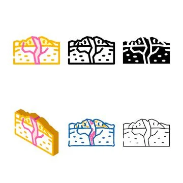 Shield volcano color icon vector series color Stock Illustration