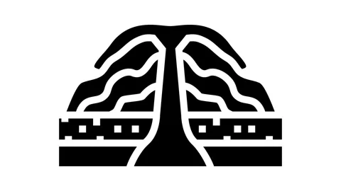 Shield volcano lava glyph icon animation Stock Footage 326157392